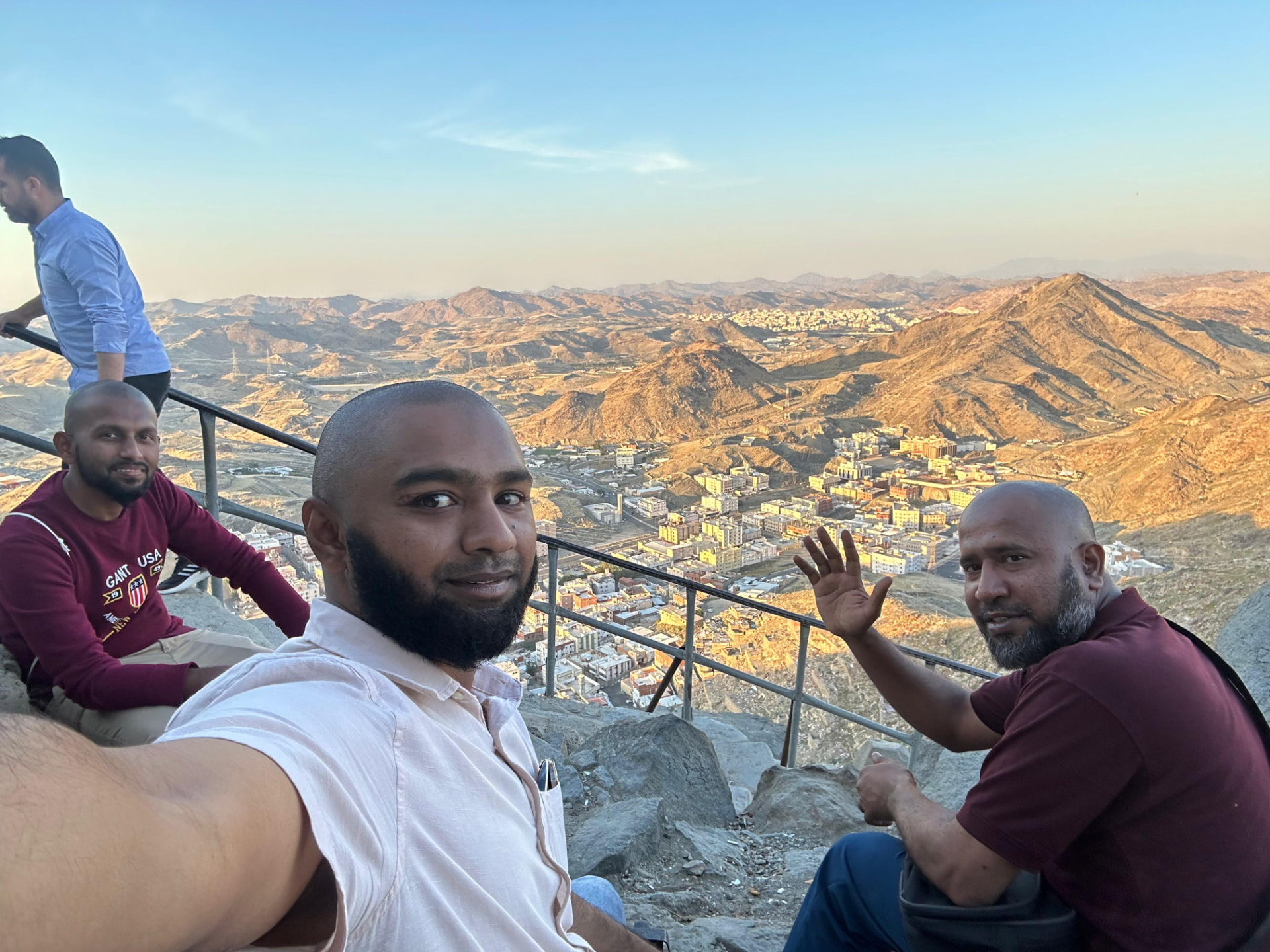 Aqsa International group at a ziyarat viewpoint above Makkah